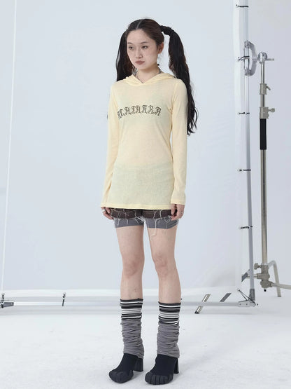 Summer Cool Long Sleeve Hooded Split Hem T Shirt