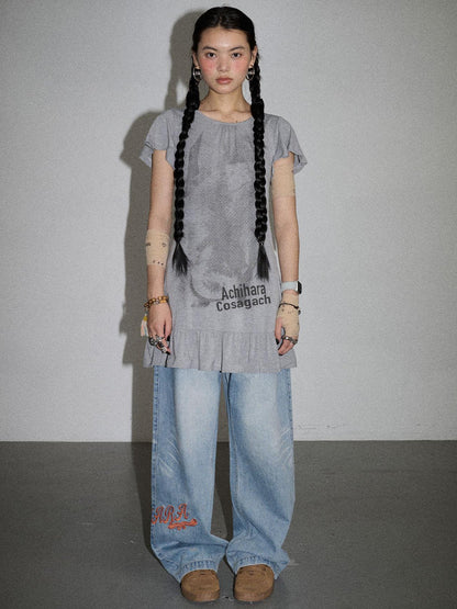 Achihara Summer Dream White Ruffle Hem T-shirt Dress