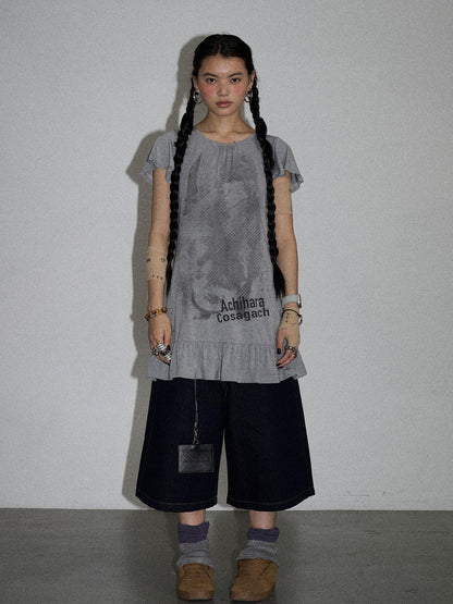 Achihara Summer Dream White Ruffle Hem T-shirt Dress