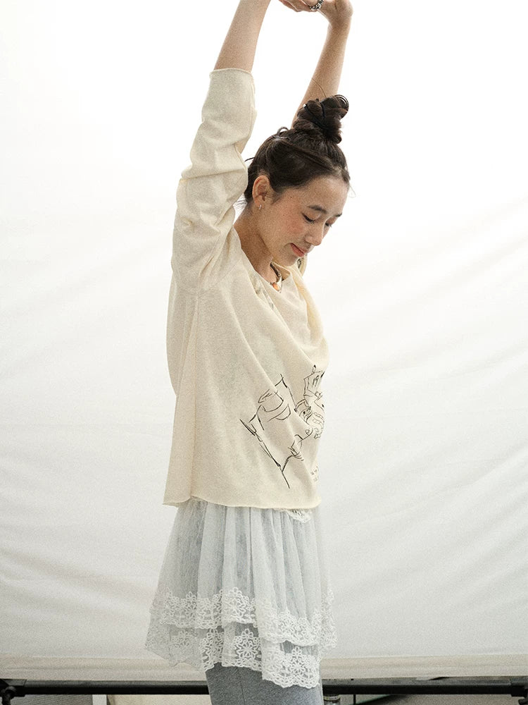 Achihara Summer Lace Strap Dress With Double Layer Hem-5