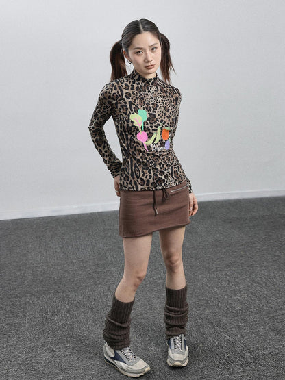 Achihara Summer Leopard Print Silk Blouse