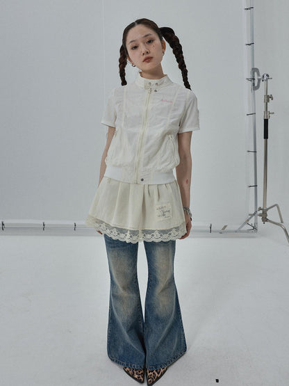 Achihara Summer Stand Collar Shirt Jacket In Black &amp; White
