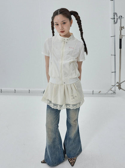 Summer Stand Collar Shirt Jacket In Black &amp; White