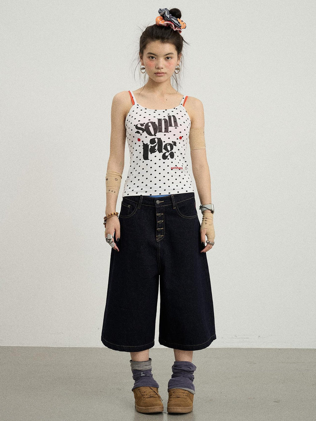 Achihara Sunday Polka Dot Sleeveless Top