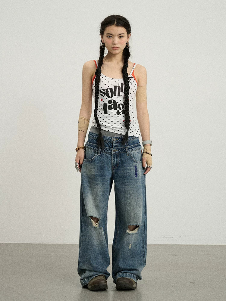 Achihara Sunday Polka Dot Sleeveless Top-2