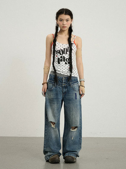 Achihara Sunday Polka Dot Sleeveless Top-2