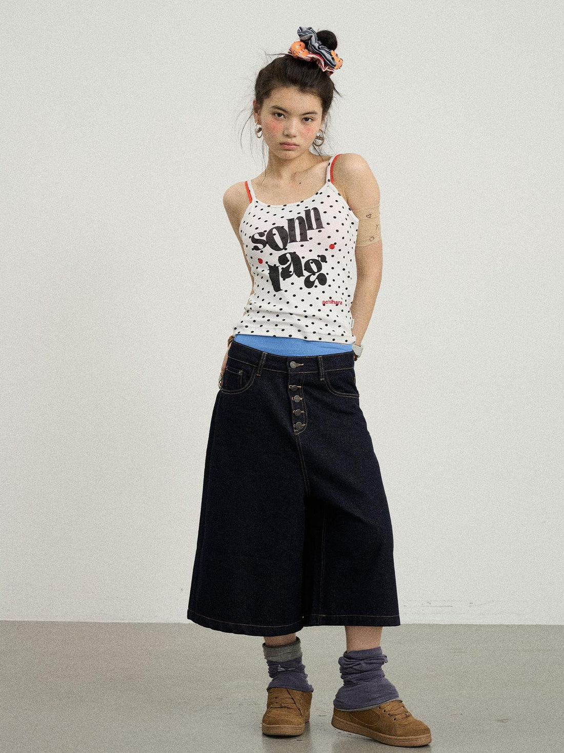 Achihara Sunday Polka Dot Sleeveless Top