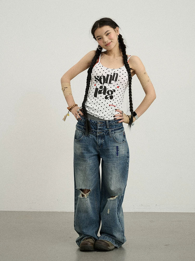 Achihara Sunday Polka Dot Sleeveless Top-3