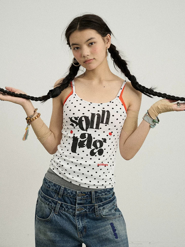 Achihara Sunday Polka Dot Sleeveless Top-4