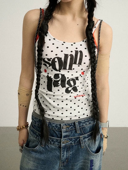 Achihara Sunday Polka Dot Sleeveless Top-5