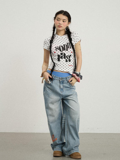 Achihara Sunday Polka Dot T-Shirt
