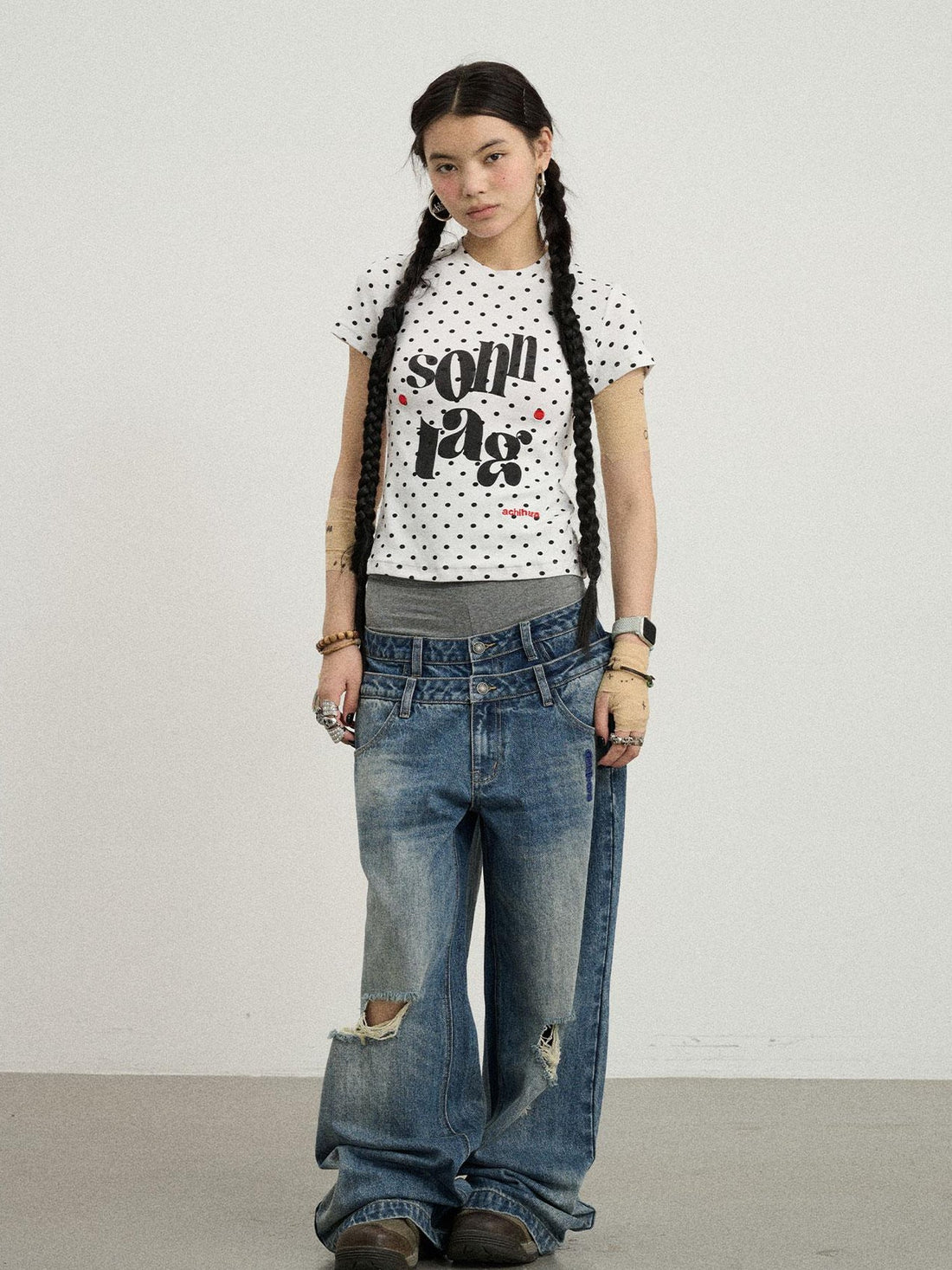 Achihara Sunday Polka Dot T-Shirt