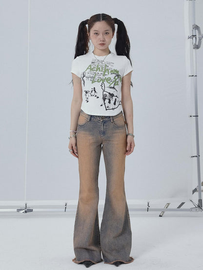 Achihara Sweet Spice Summer Print Crop Tee