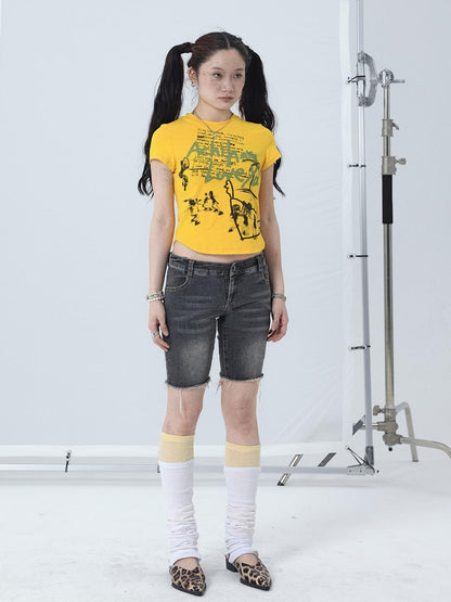 Achihara Sweet Spice Summer Print Crop Tee