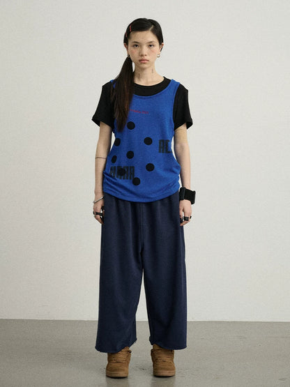 Achihara Tide Dot Mock Layered Knit Tee-1