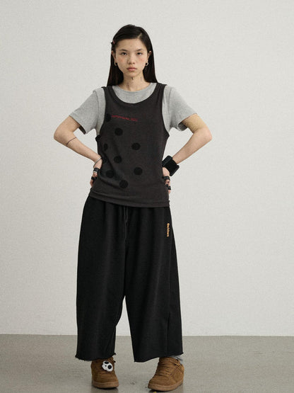 Achihara Tide Dot Mock Layered Knit Tee