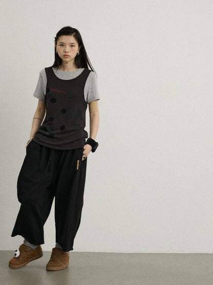 Tide Dot Mock Layered Knit Tee