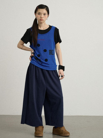 Achihara Tide Dot Mock Layered Knit Tee