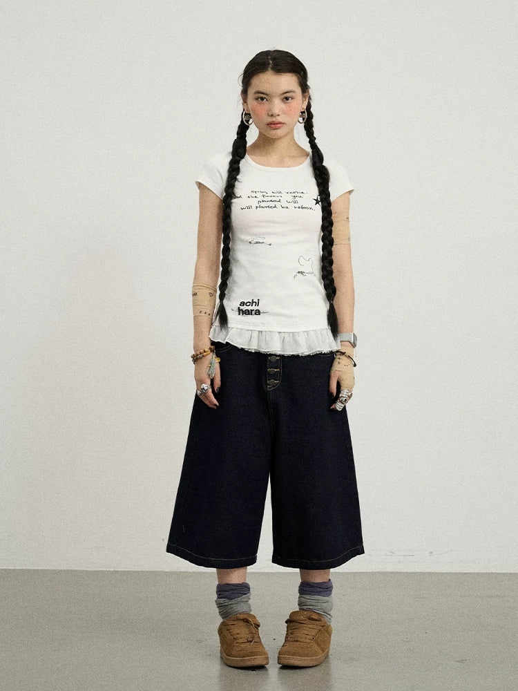 Achihara Time Bandage Floral Trim Tee-1