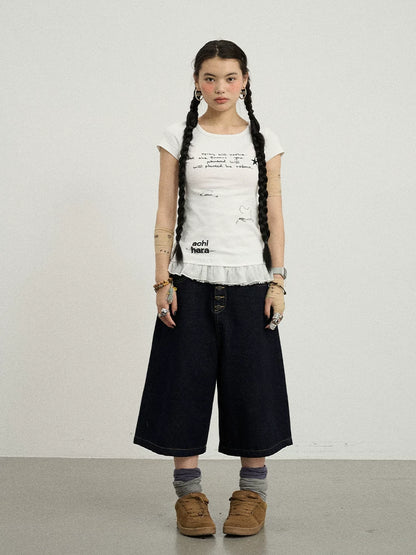 Achihara Time Bandage Floral Trim Tee-1