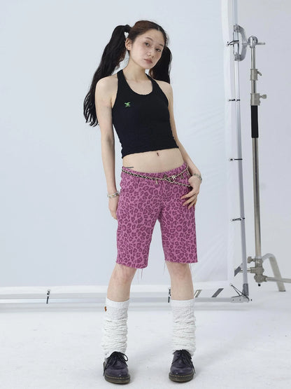 Tomboy Summer Leopard Print Cotton Shorts