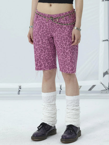 Tomboy Summer Leopard Print Cotton Shorts