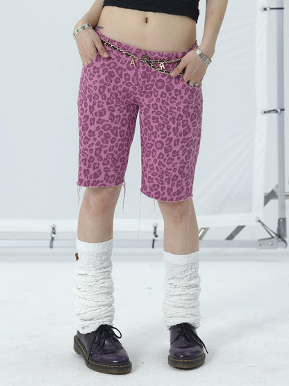 Achihara Tomboy Summer Leopard Print Cotton Shorts