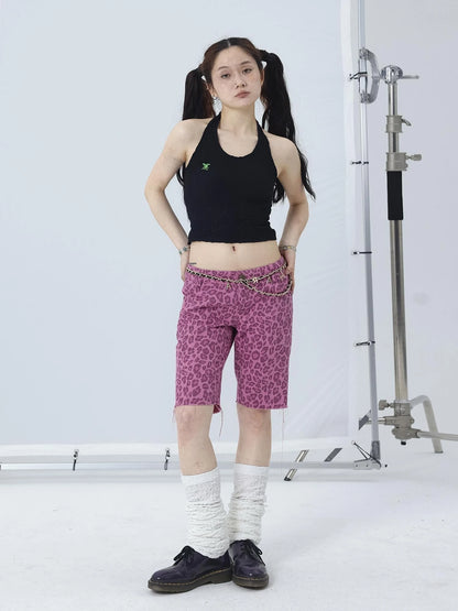 Tomboy Summer Leopard Print Cotton Shorts