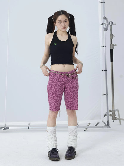 Tomboy Summer Leopard Print Cotton Shorts