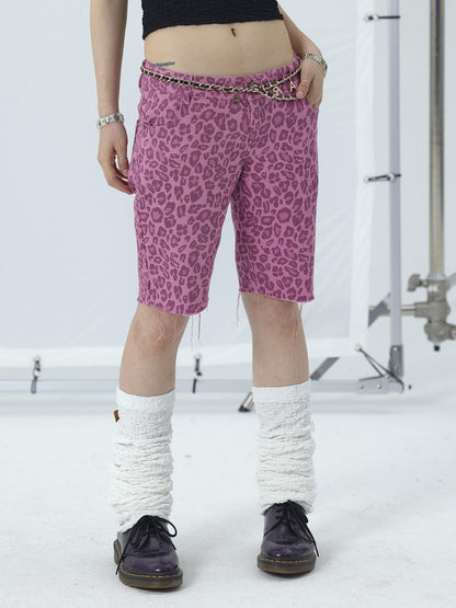 Achihara Tomboy Summer Leopard Print Cotton Shorts