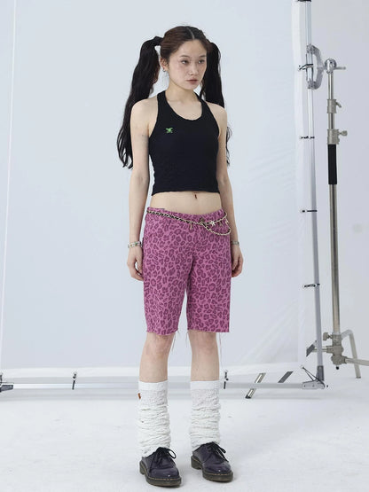Tomboy Summer Leopard Print Cotton Shorts