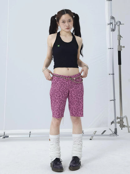 Tomboy Summer Leopard Print Cotton Shorts
