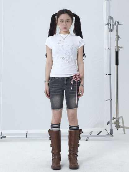 Achihara Tomboy Wash Denim Shorts