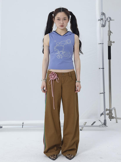 Achihara Tropical Fish Rhinestone Sleeveless Crop Top