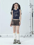 Achihara Tropical Fish Rhinestone Sleeveless Crop Top