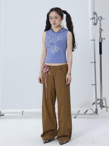 Achihara Tropical Fish Rhinestone Sleeveless Crop Top