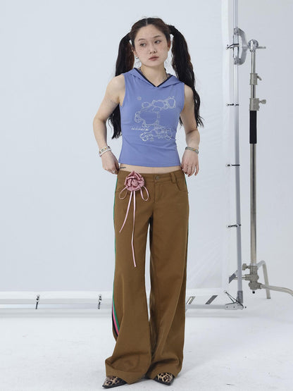 Achihara Tropical Fish Rhinestone Sleeveless Crop Top