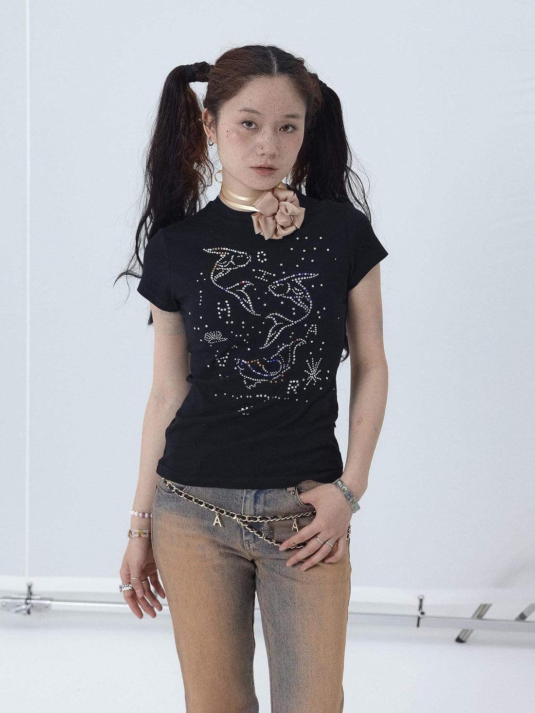 Achihara Tropical Fish Rhinestone Summer Tee &amp; Tank Top Set