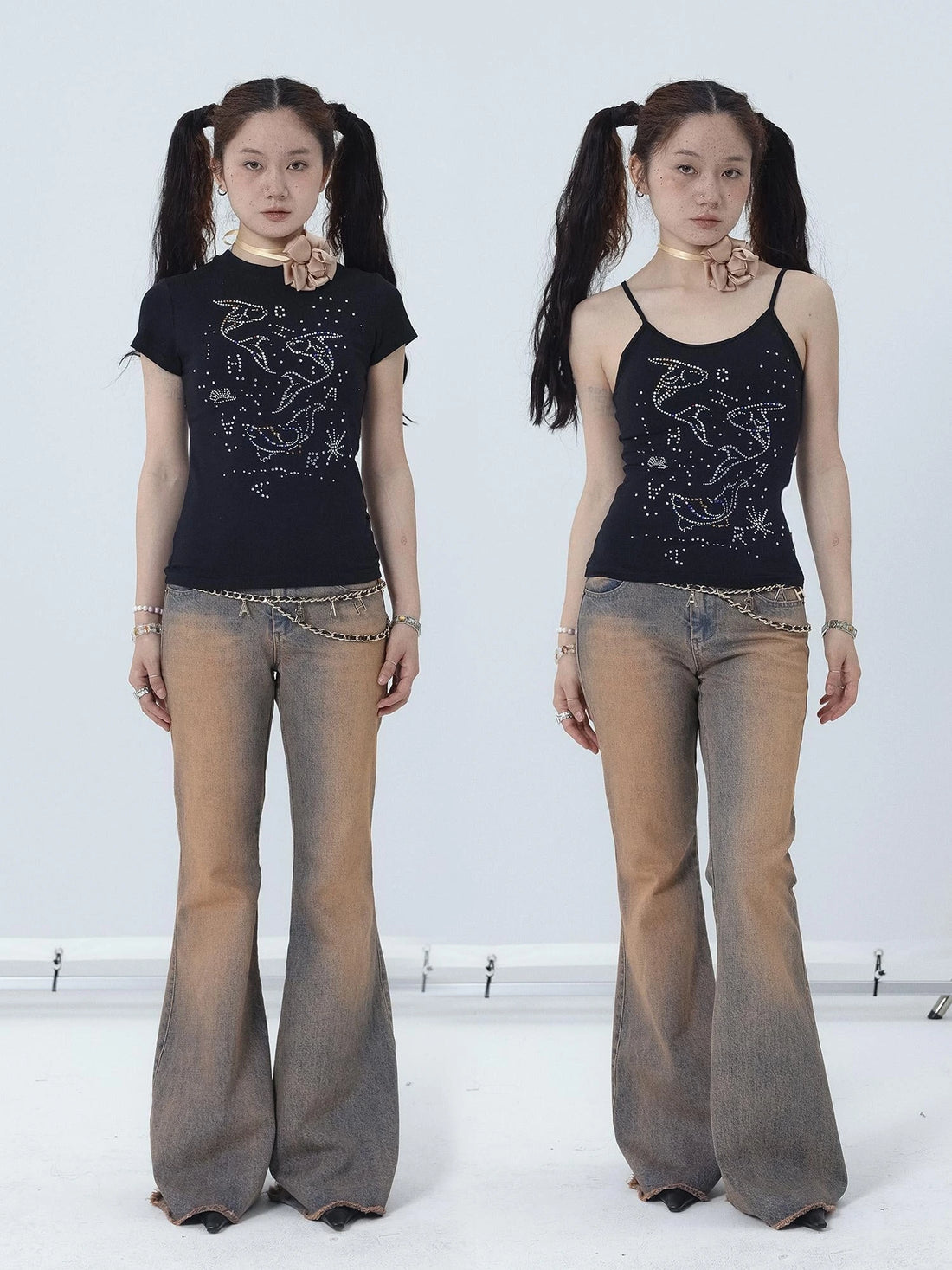 Tropical Fish Rhinestone Summer Tee &amp; Tank Top Set