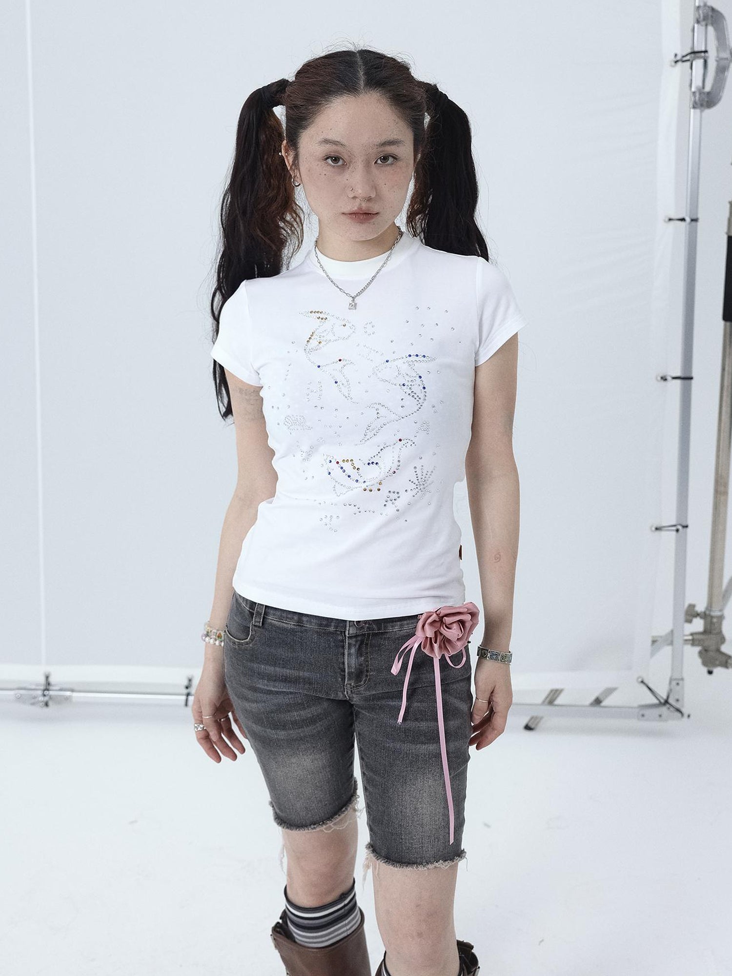 Achihara Tropical Fish Rhinestone Summer Tee &amp; Tank Top Set