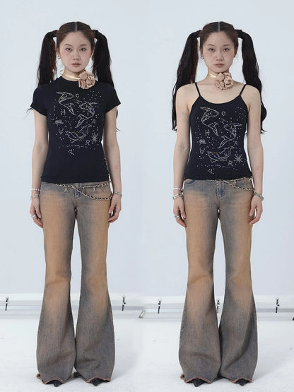 Tropical Fish Rhinestone Summer Tee &amp; Tank Top Set