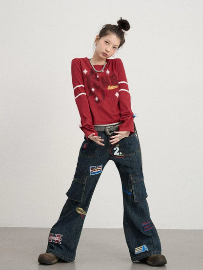 Tyndall Effect Short Sleeve Tee Warp Print Peace Message