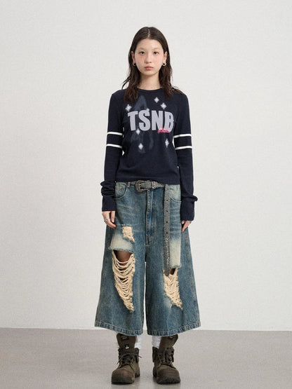 Tyndall Effect Short Sleeve Tee Warp Print Peace Message