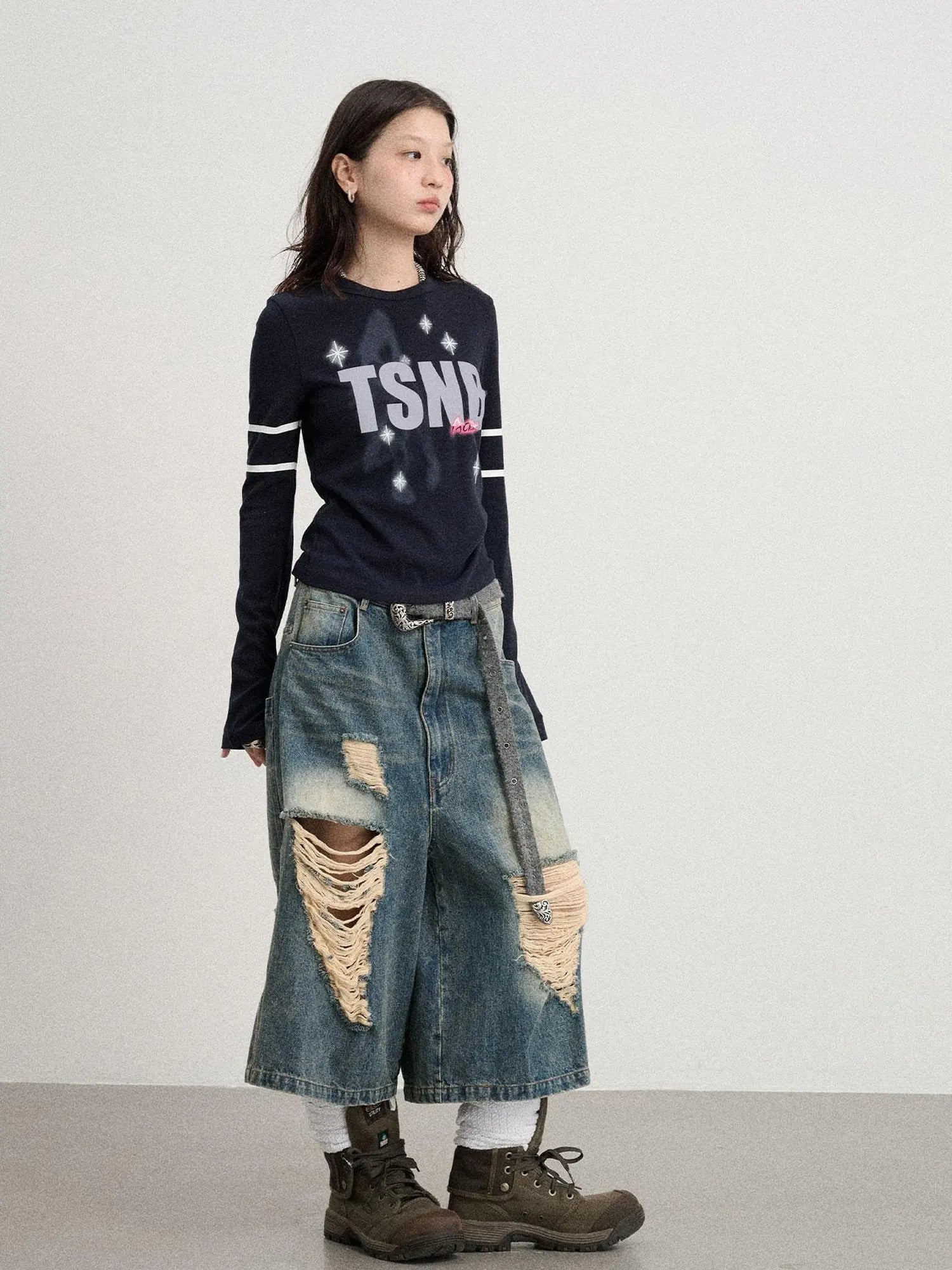 Tyndall Effect Short Sleeve Tee Warp Print Peace Message