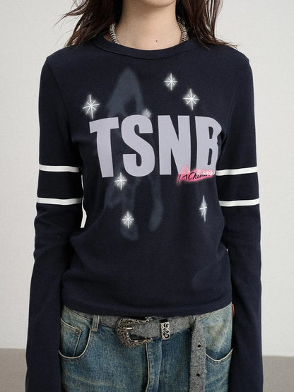 Tyndall Effect Short Sleeve Tee Warp Print Peace Message