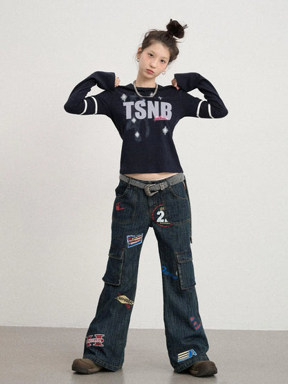 Tyndall Effect Short Sleeve Tee Warp Print Peace Message