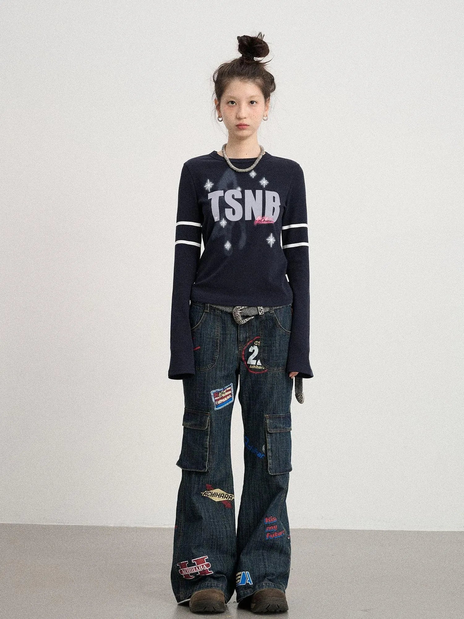 Tyndall Effect Short Sleeve Tee Warp Print Peace Message