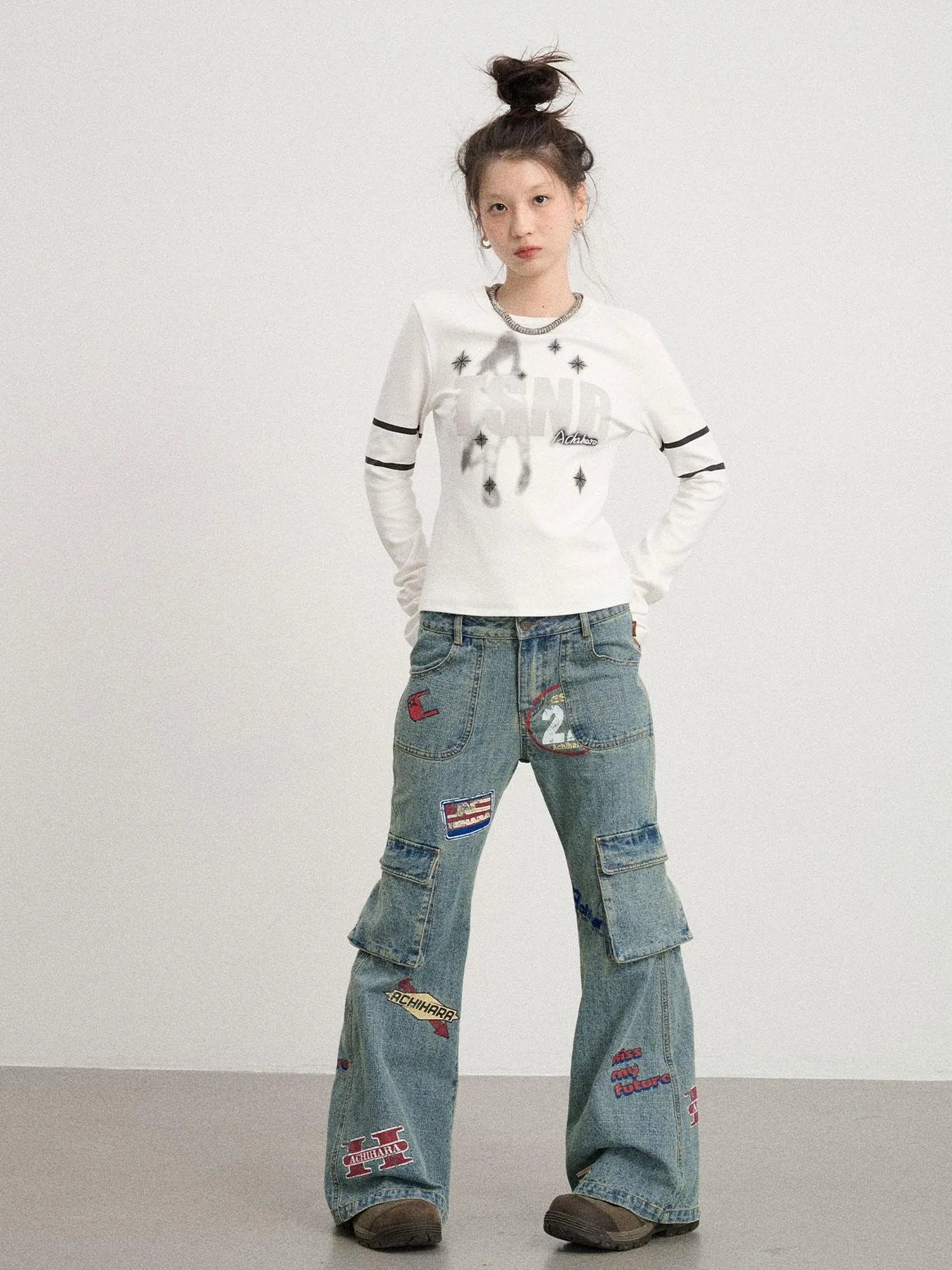 Tyndall Effect Short Sleeve Tee Warp Print Peace Message