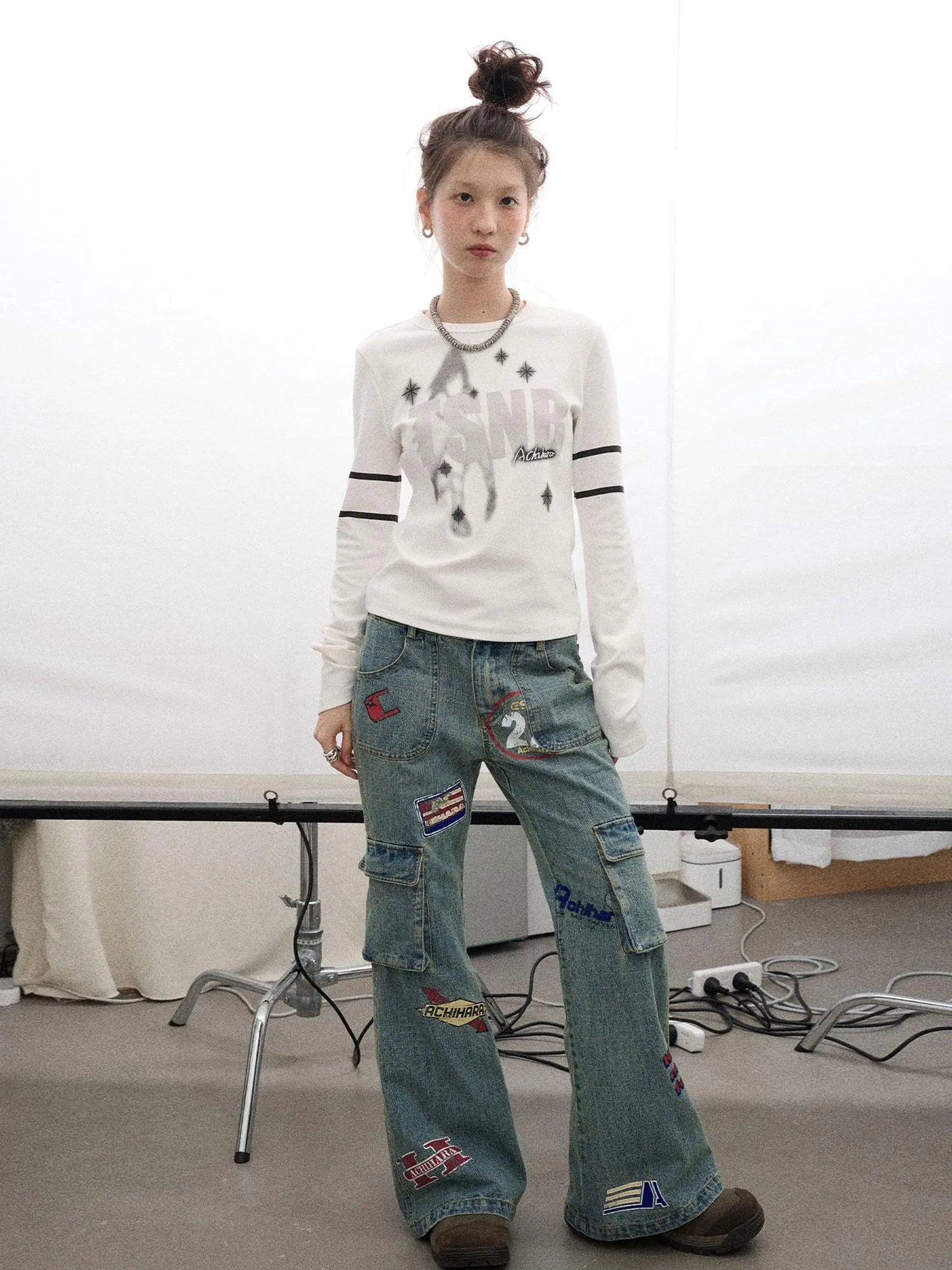 Tyndall Effect Short Sleeve Tee Warp Print Peace Message