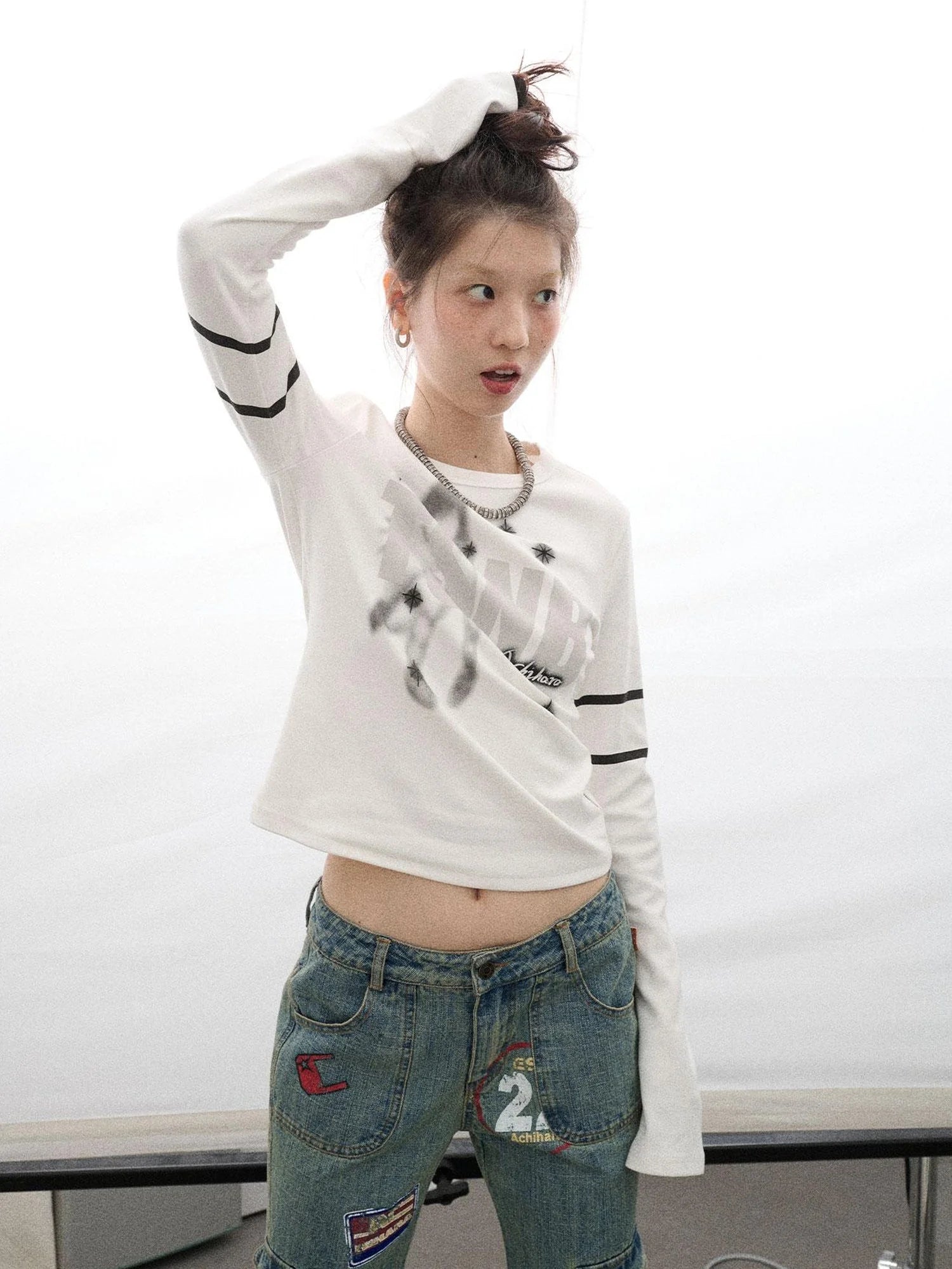 Tyndall Effect Short Sleeve Tee Warp Print Peace Message